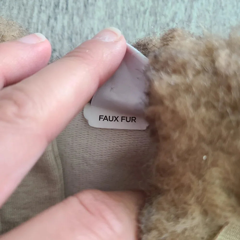 Janie and Jack Girls Faux Fur Collar Sweater Dress Beige Size 3